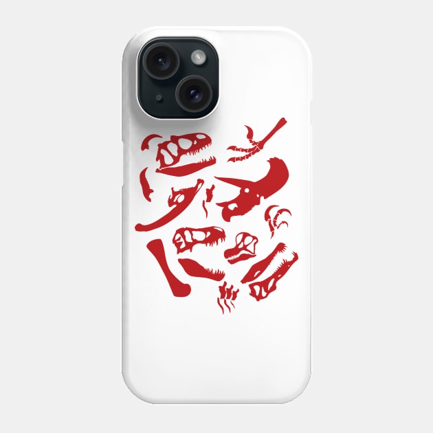 Dinosaur Bones (Red) Phone Case by SakuraDragon