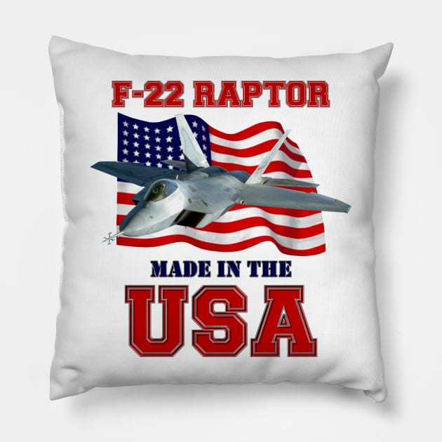 F-22 Raptor Made in the USA Pillow by MilMerchant