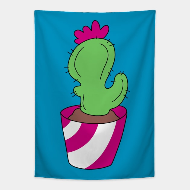 Flower Cactus in a Striped Pot Tapestry by saradaboru