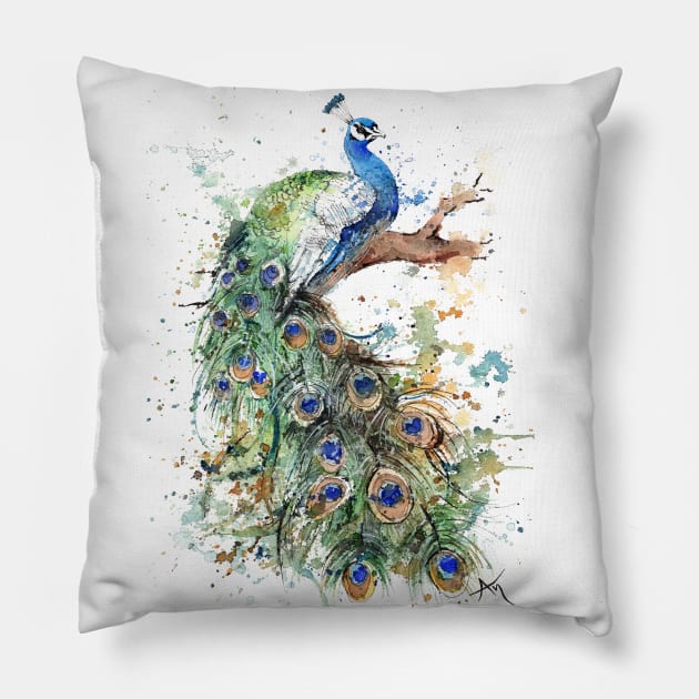 Peacock Pillow by Andraws Art