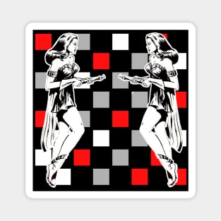 Chess and Armed Warrior Women Magnet