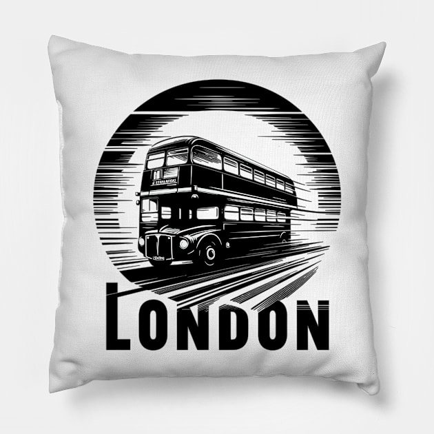 London Bus Pillow by Vehicles-Art