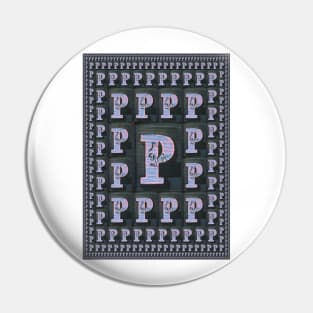 CAPITAL LETTER P. MAGIC CARPET Repeated Size Reductions Pin