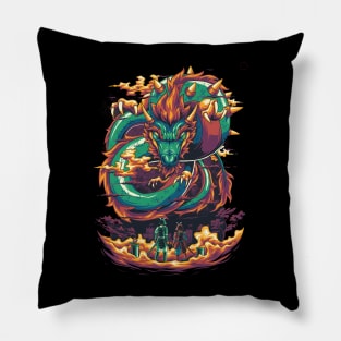 dragon vs samurai Pillow