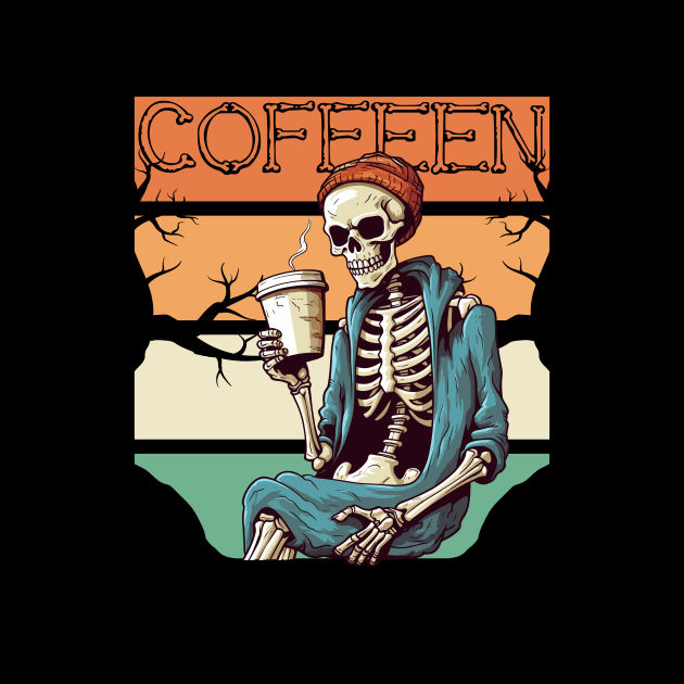 Coffeen - Skeleton Enjoying Coffee, Halloween Graphic by theworthyquote