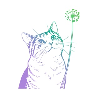 Cat Dandelion Flower adorable T-Shirt