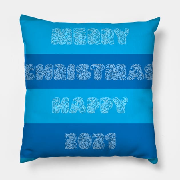 Merry Christmas Frozen Lake Pillow by yayor