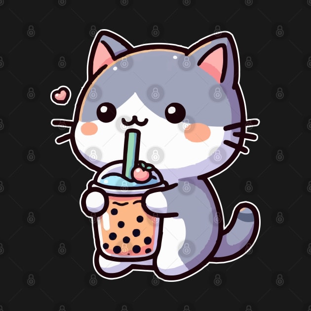 funny cat drink orange boba by fikriamrullah