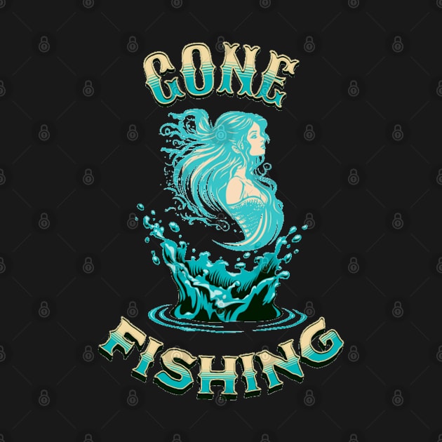 Gone Fishing Mermaid Sunset by Boo Face Designs