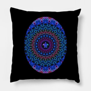 Turtle Kaleidoscope Egg Blue Pillow