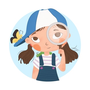 Adventure For A Girl With Blue Cap And Her Butterfly T-Shirt