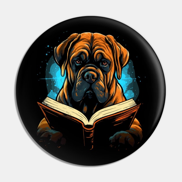 English Mastiff Reads Book Pin by JH Mart