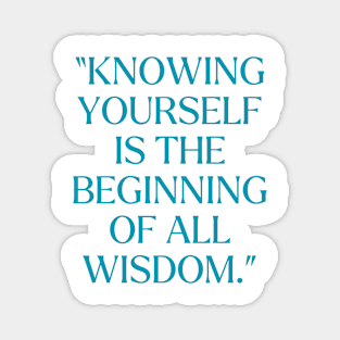 Knowing yourself is the beginning of all wisdom.” Magnet