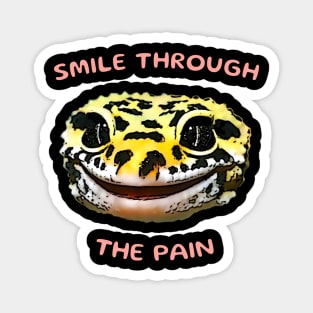 Leopard Gecko Smile Through the Pain Funny Pet Lizard Lover Magnet