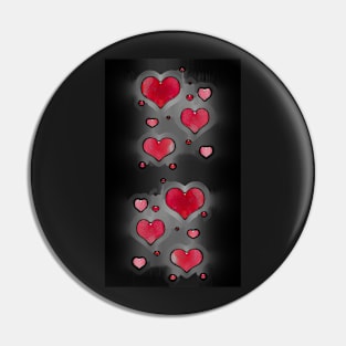 Floating Red Hearts Pin