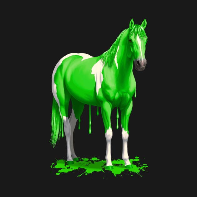 Funny Bright Green Pinto Dripping Wet Paint Horse by csforest