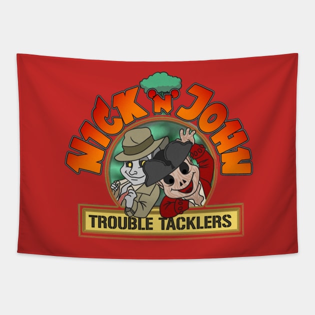 Nick Valentine and John Hancock "Trouble Tacklers" Tapestry by gruntcooker