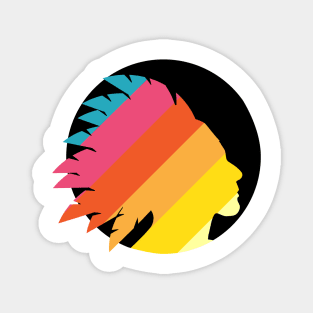 Colorful North American Native silhouette with feather headdress Magnet