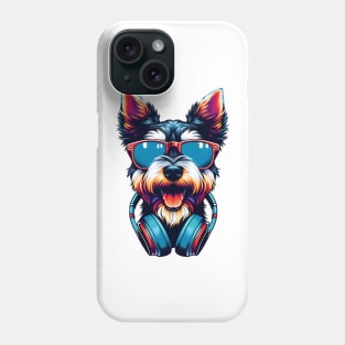 Cesky Terrier Smiling DJ: A Joyful Canine Mix Phone Case