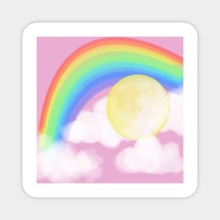 Pink Sky Rainbow and a MOON Magnet