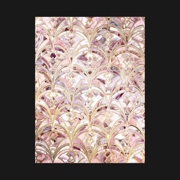 Dusty Rose and Coral Art Deco Marbling Pattern by micklyn