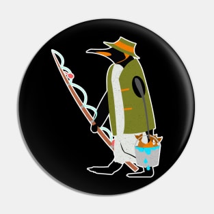 Penguin Fisherman Pin