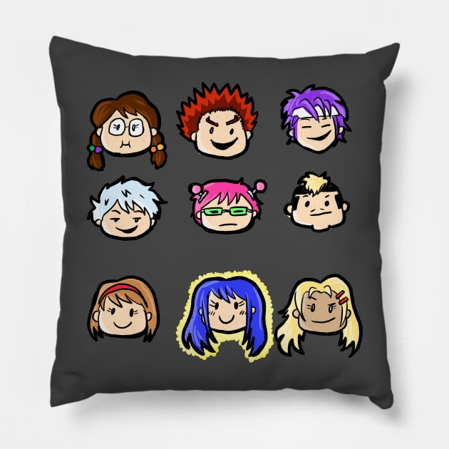 The Saiki K Gang Pillow by LexiMelton