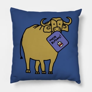 Gold Ox with Birthday Greetings Pillow