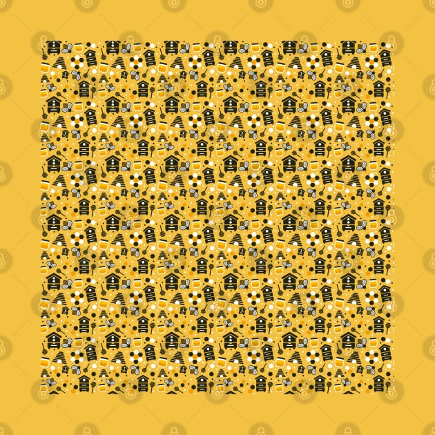 Bees and Honey Yellow Pattern by Simplulina