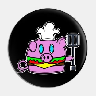 Chef Pig Pork Barbeque Summer Cheeseburger Pin