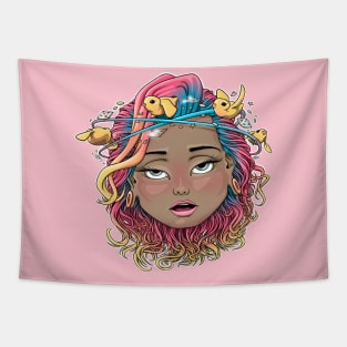 Reva Prisma knocked out face emoji Tapestry