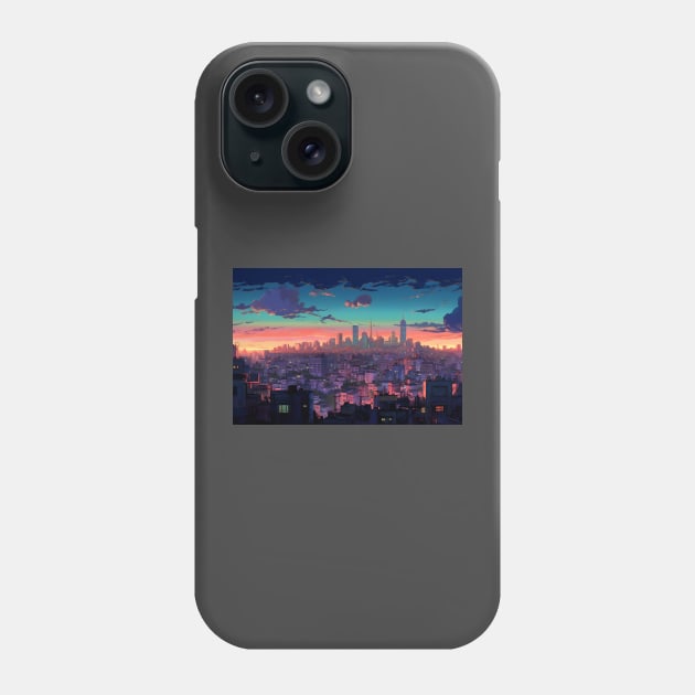 Anime Tel Aviv Reimagined An Animated Interpretation of the Skyline Phone Case by Artwear Cafe