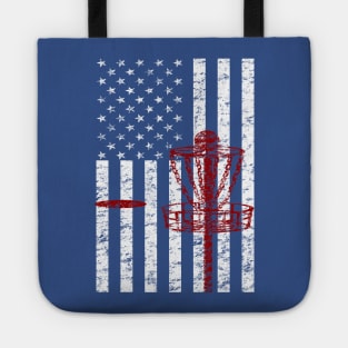 Disc Golf American Flag Patriotic Disc Golf T-shirt Tote