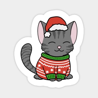 Christmas Sweater Black Tabby Cat Magnet