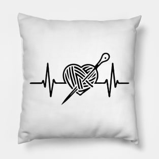 Knitting Heartbeat. knitting lover Pillow