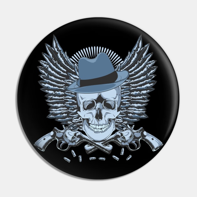 Skull whit gun Pin by Shapwac12