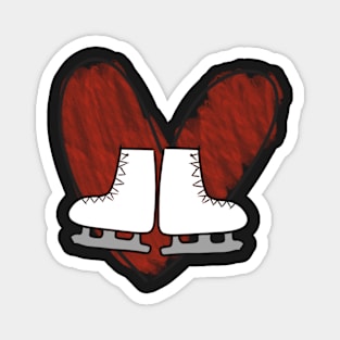 Heart and Ice Skates doodle Magnet