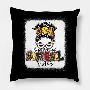 Softball Sister Leopard Shirt Loud And Proud Softball Sister Pillow