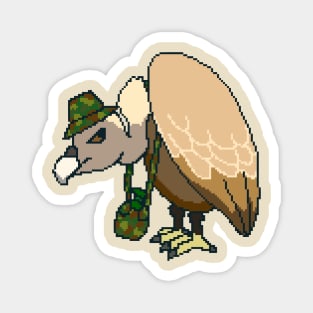 Vulture with camouflage pattern hat and water bottle Magnet