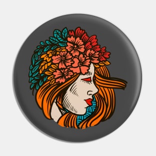 the women and flower Pin