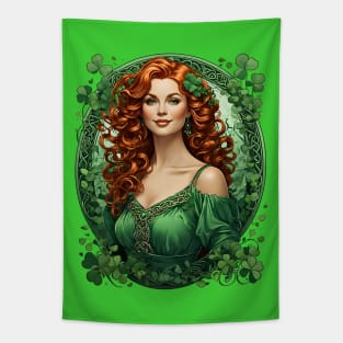 Irish Woman Shamrock St. Patrick's Day retro vintage floral Tapestry