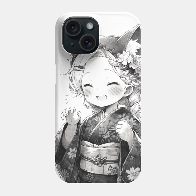 Cute Furry Anime Girl Drawing Phone Case by Juka