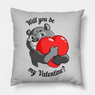 sabertooth tiger holding a heart Pillow