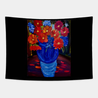 Radiant abstract flowers bloom in a vibrant dance of color Tapestry