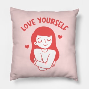 Girl Hugging Self, Love Yourself Pillow