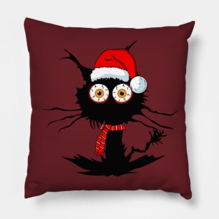 Funny Black Cat Christmas Tree Pillow