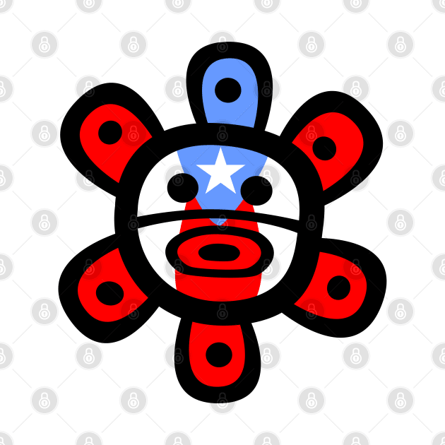 Puerto Rico Taino Sun Boricua Flag by bydarling