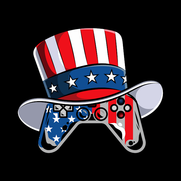 Video Game 4th of July Controller American Flag by American Woman