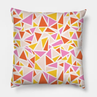 Triangle Collage Pink Red Yellow White Pillow