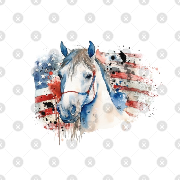 Watercolor Patriotic horse by HJstudioDesigns